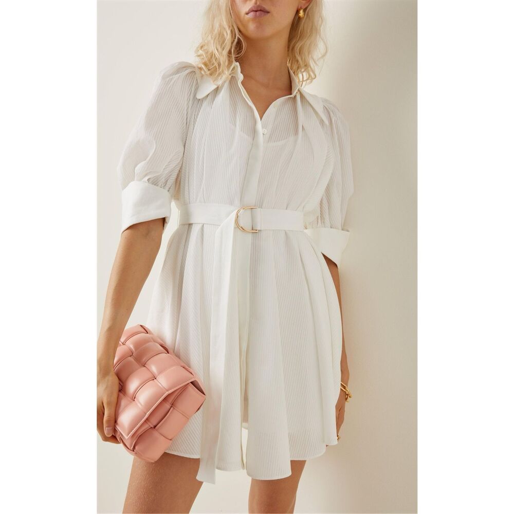 Acler Lorne Belted Cotton-blend Mini Shirt Dress